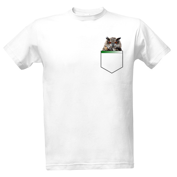 Tričko s potiskem Sova v kapse